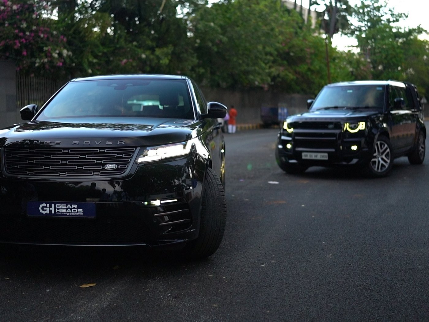 Range Rover Velar and Land Rover Defender outside Gear Heads, Patna